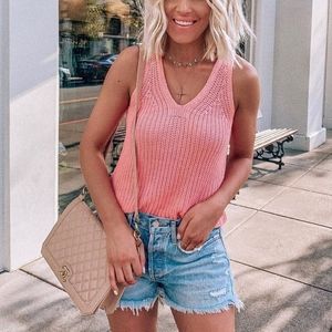 Ann Taylor LOFT Coral Crochet Tank Top